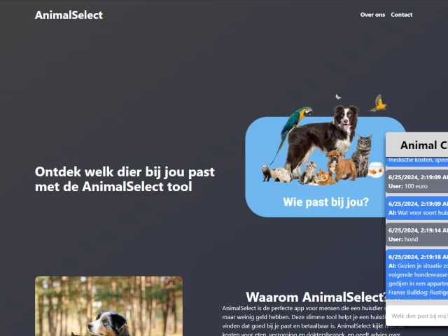 Screenshot voor project Animal Select