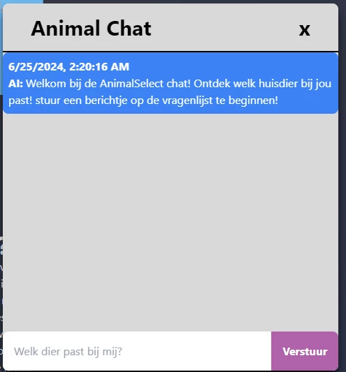 Screenshot voor project Animal Select