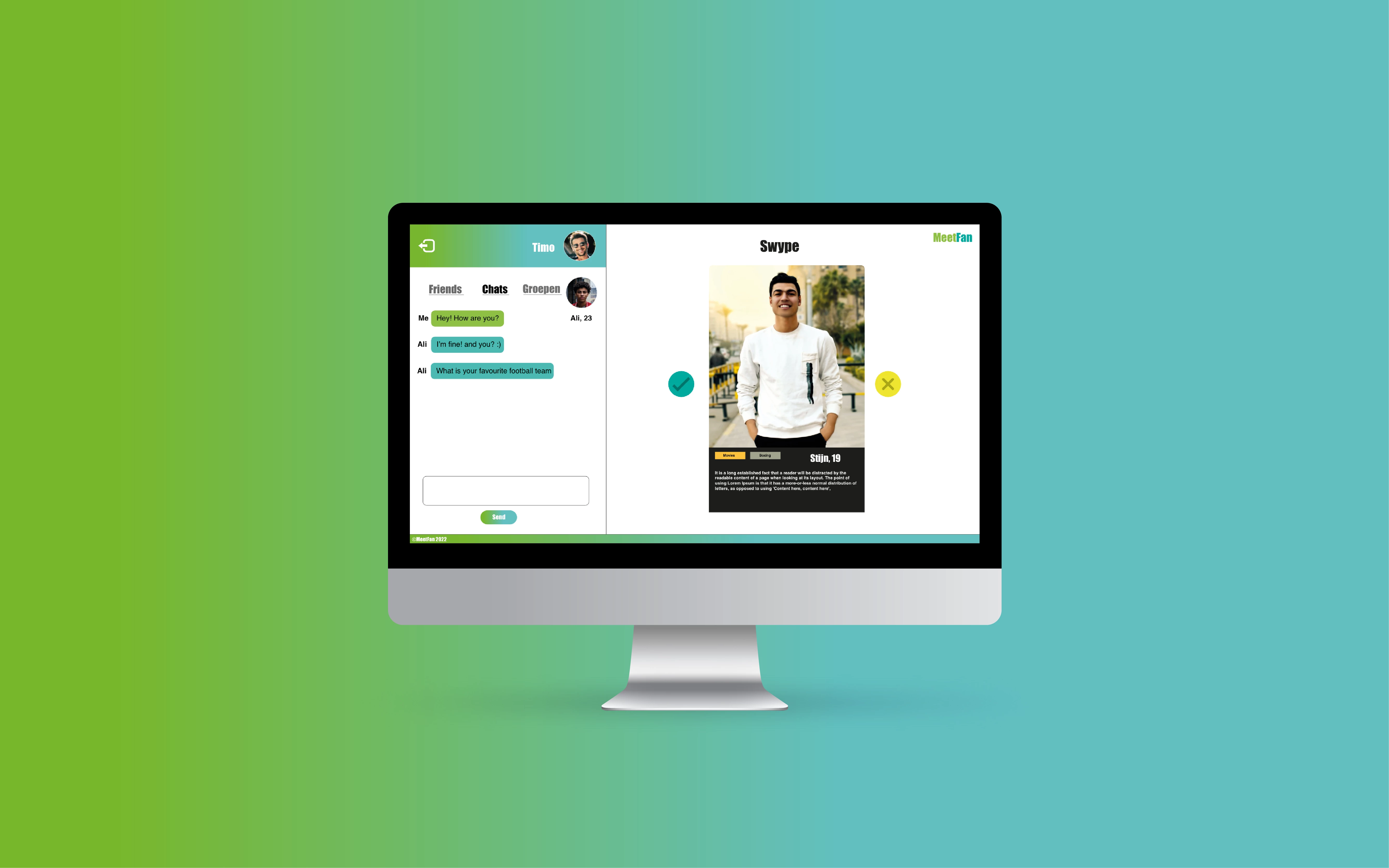 Screenshot voor project MeetFan