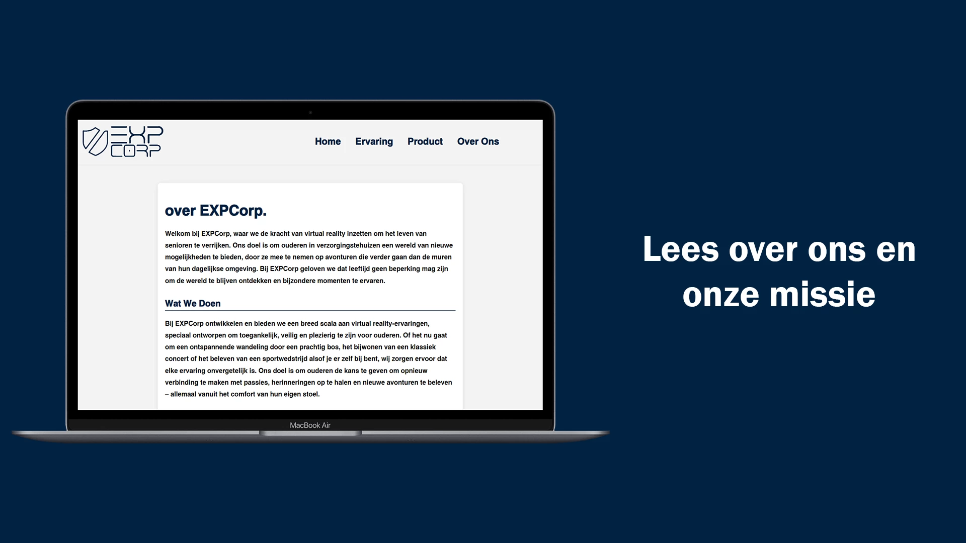 Screenshot voor project EXPCorp.