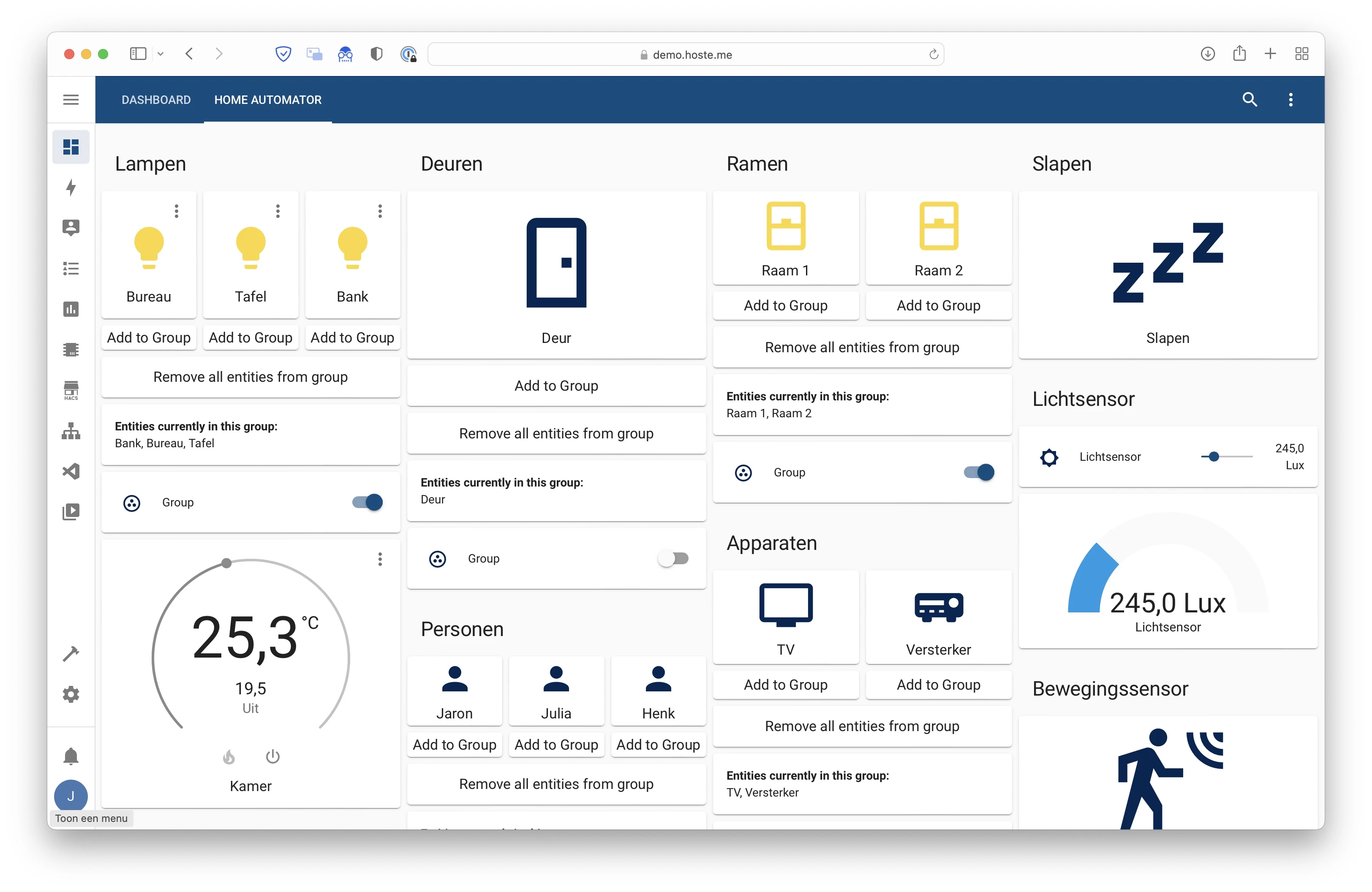 Screenshot voor project Home Automater