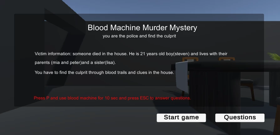 Screenshot voor project Blood machine murder mystery