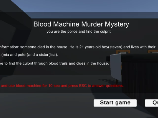 Screenshot voor project Blood machine murder mystery