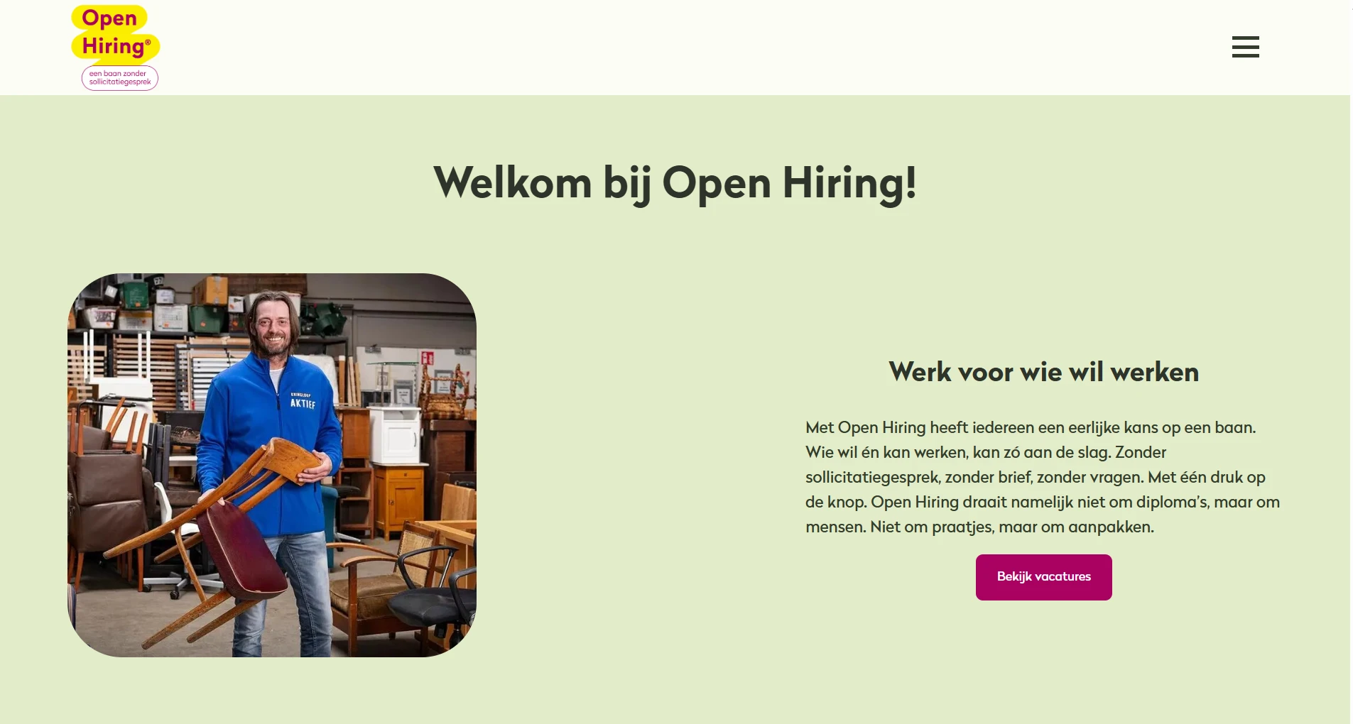 Screenshot voor project Open Hiring