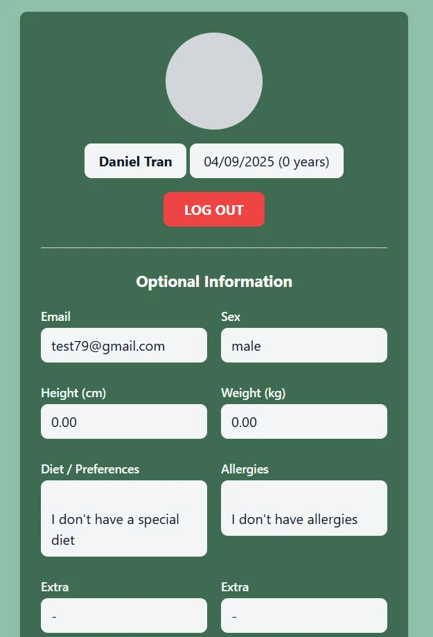 Screenshot voor project NutriCoach