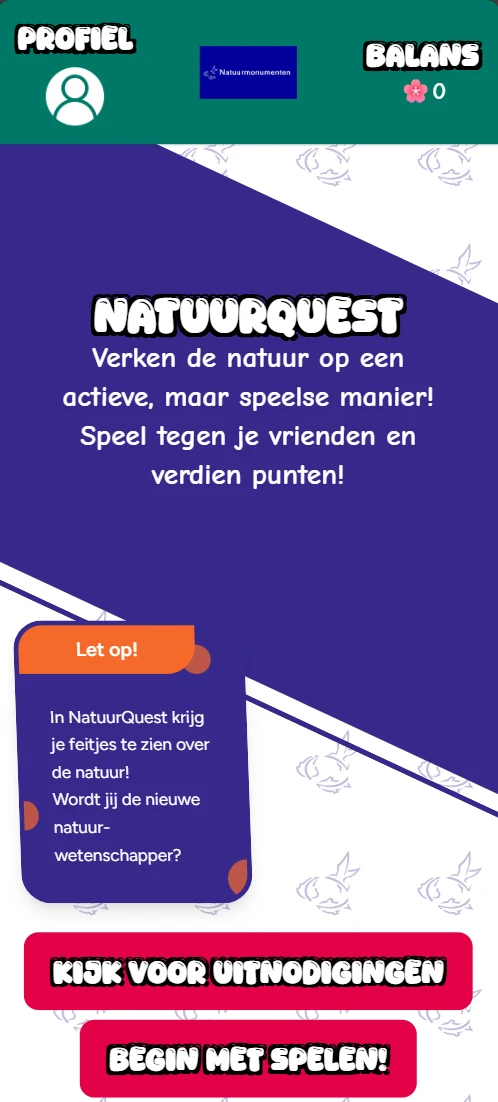 Screenshot voor project Natuur Quest