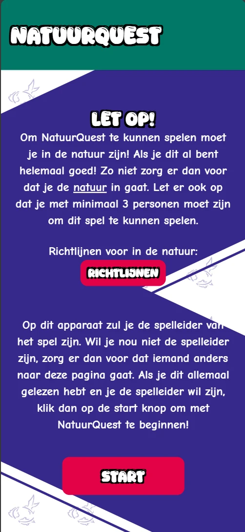 Screenshot voor project Natuur Quest