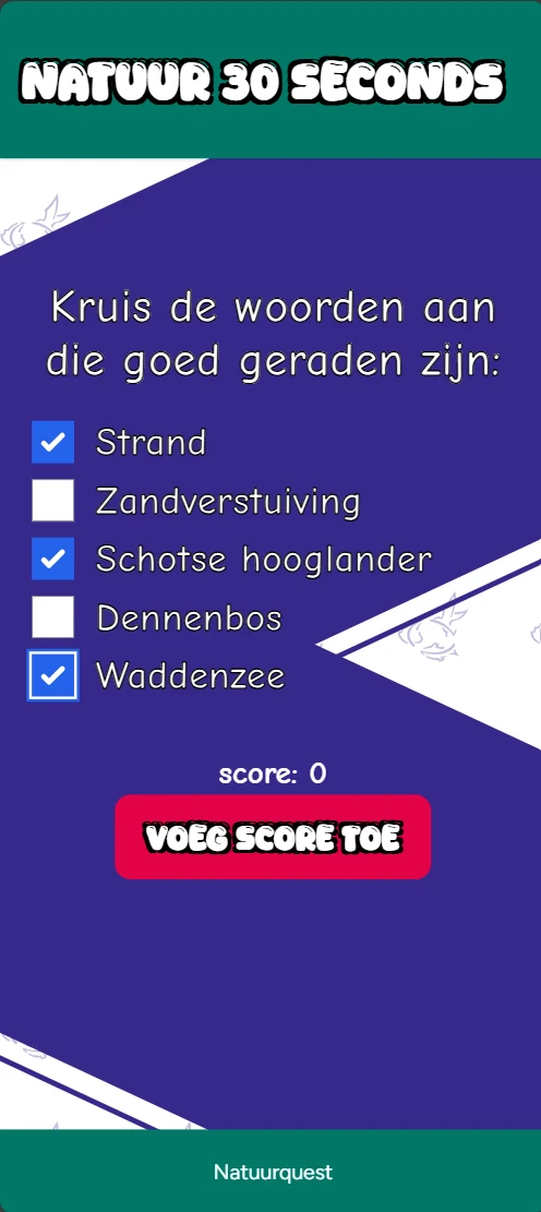 Screenshot voor project Natuur Quest