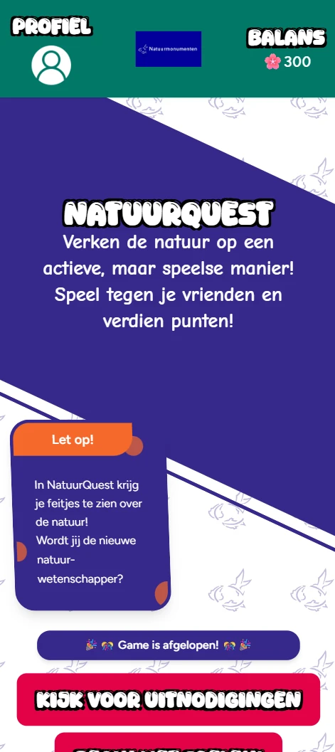 Screenshot voor project Natuur Quest