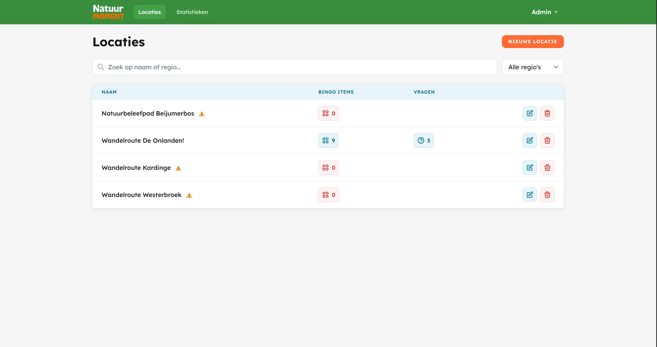 Screenshot voor project Natuur Moment