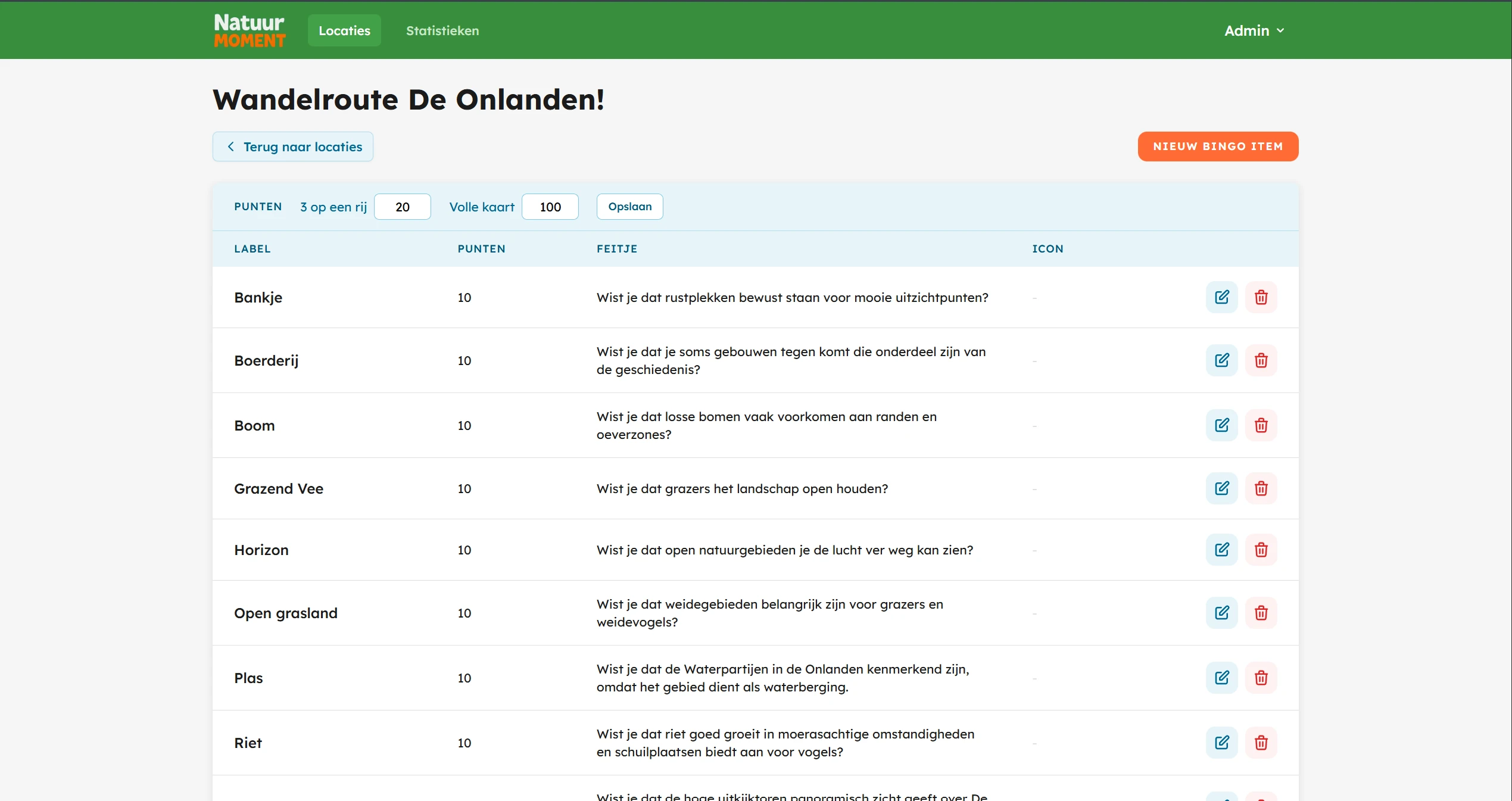 Screenshot voor project Natuur Moment