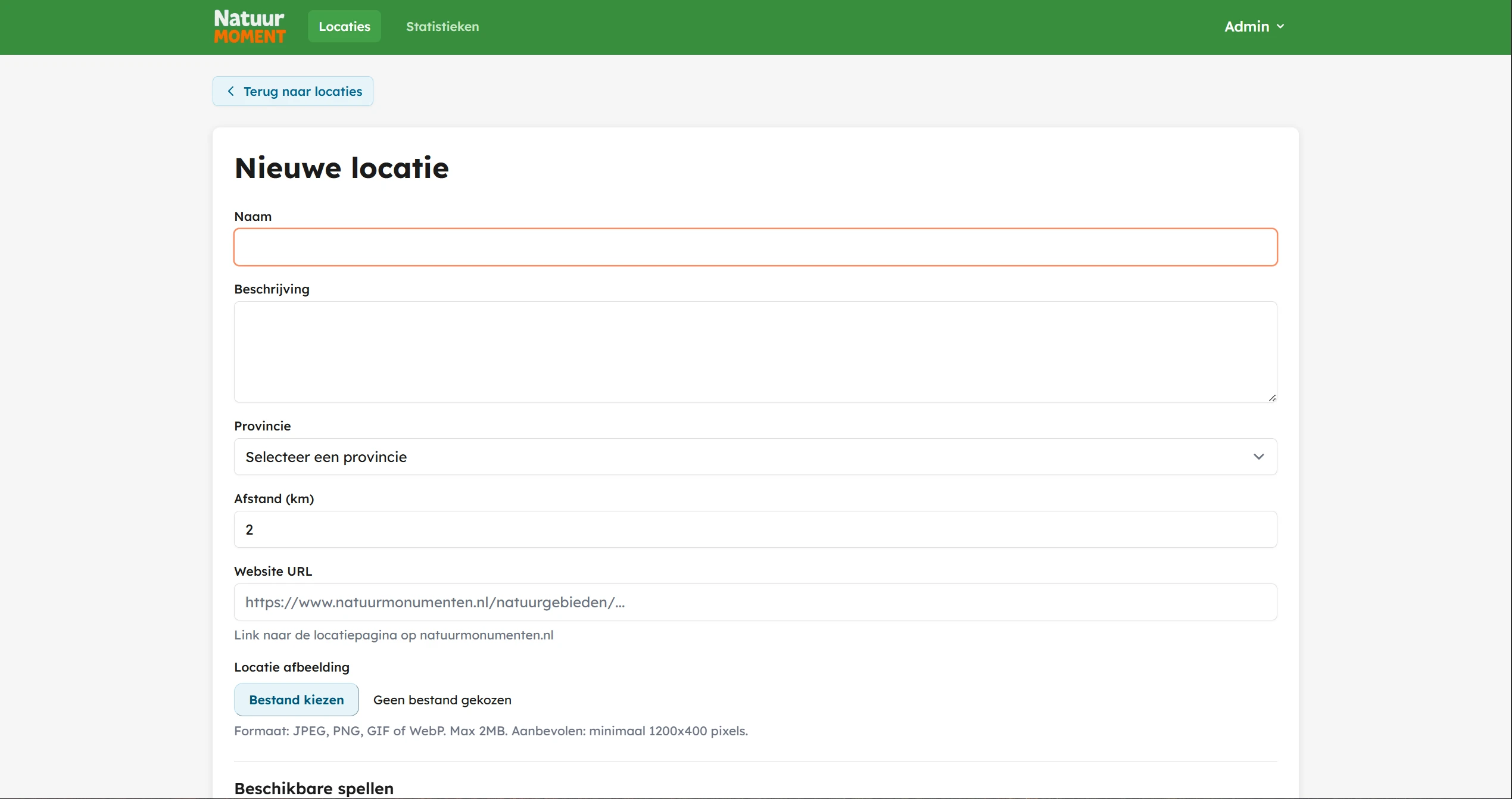Screenshot voor project Natuur Moment
