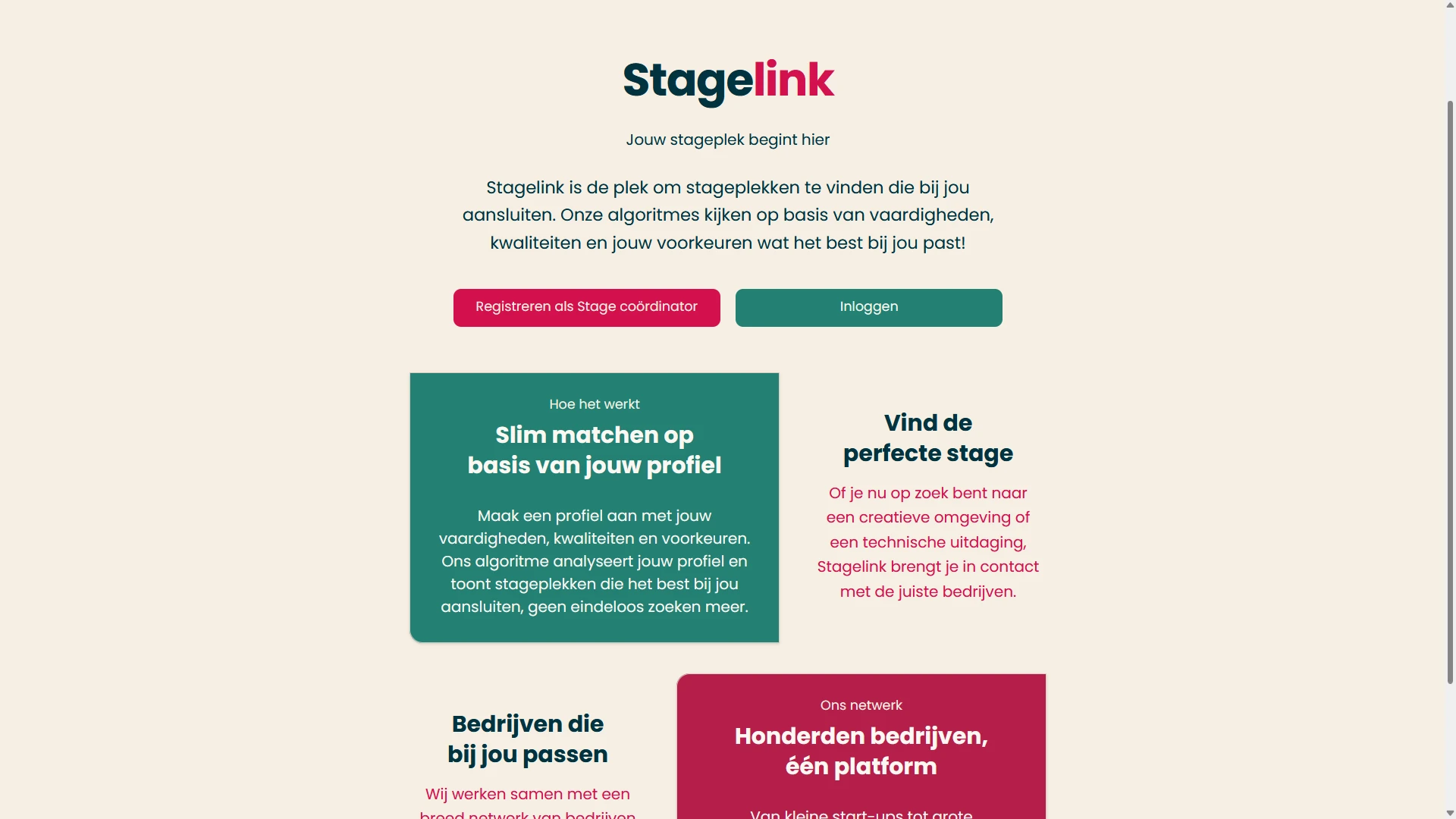 Screenshot voor project StageLink
