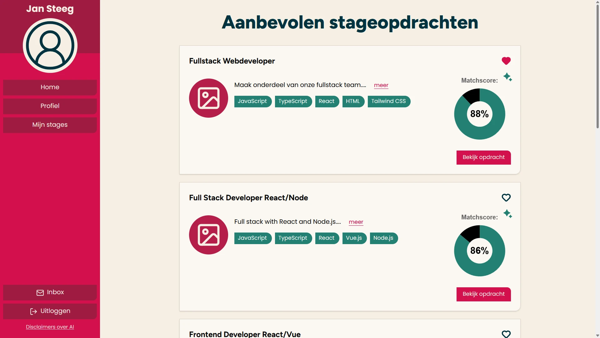 Screenshot voor project StageLink
