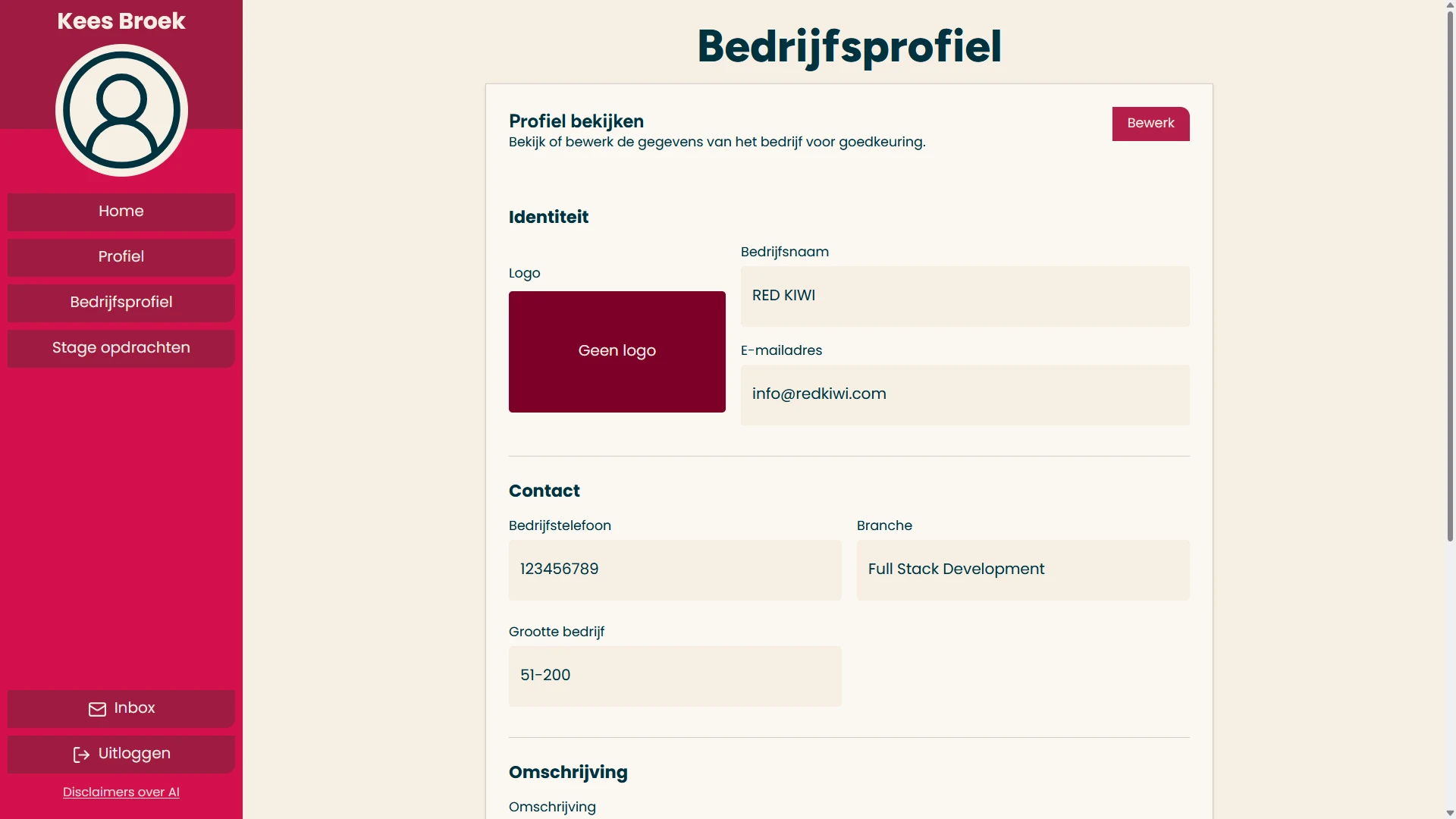 Screenshot voor project StageLink