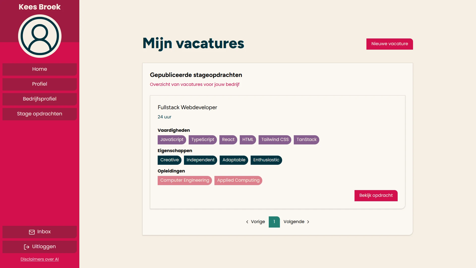 Screenshot voor project StageLink