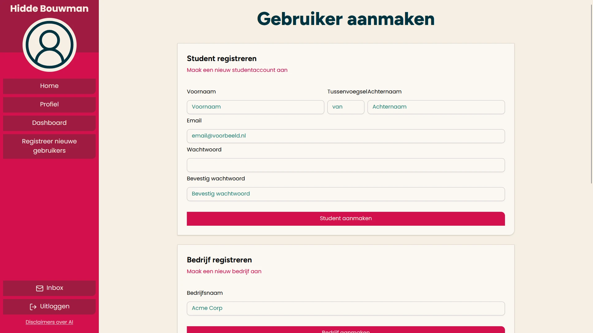 Screenshot voor project StageLink