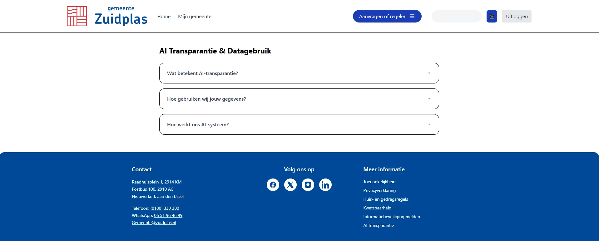 Screenshot voor project Gemeente Zuidplas