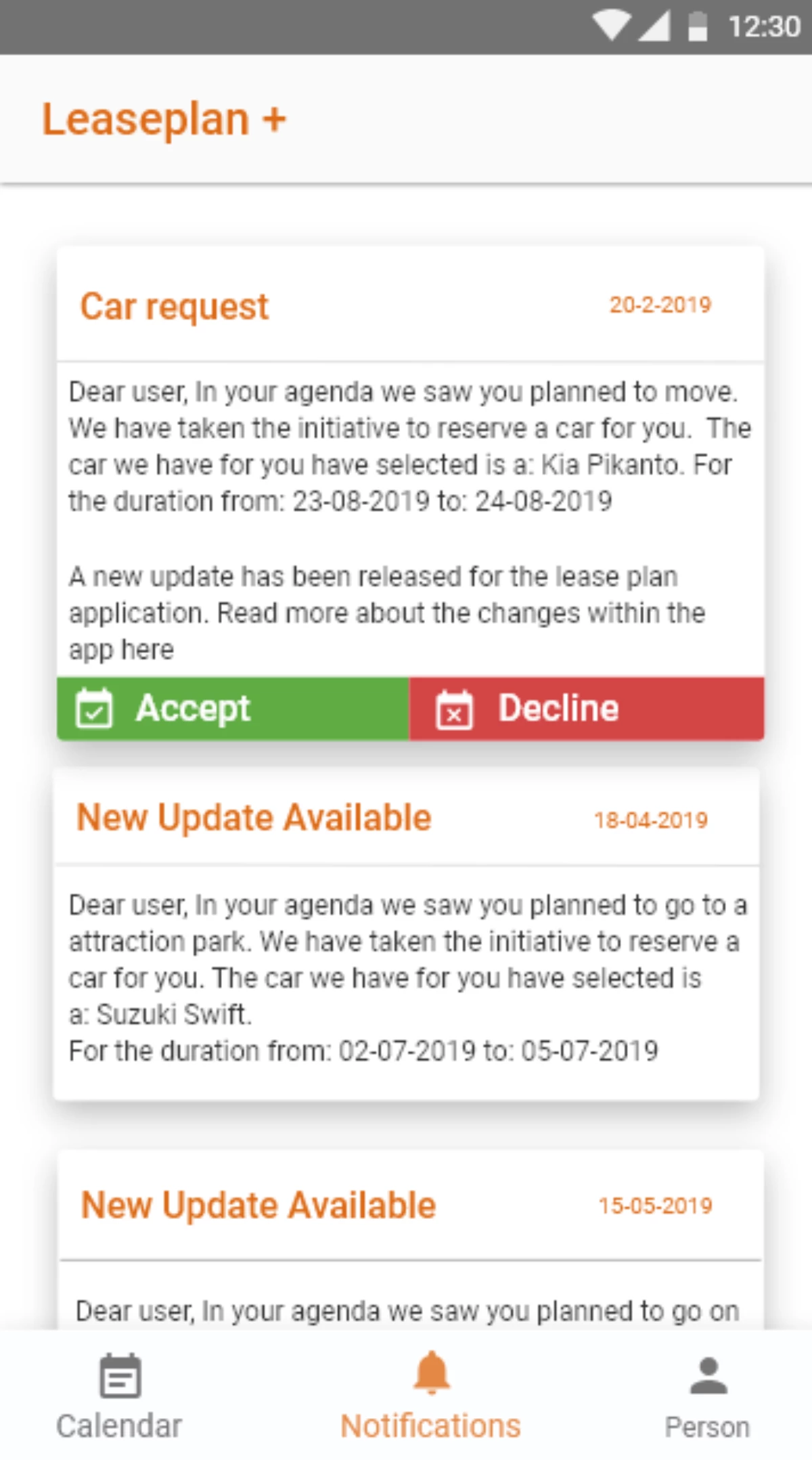 Screenshot voor project Flexlease