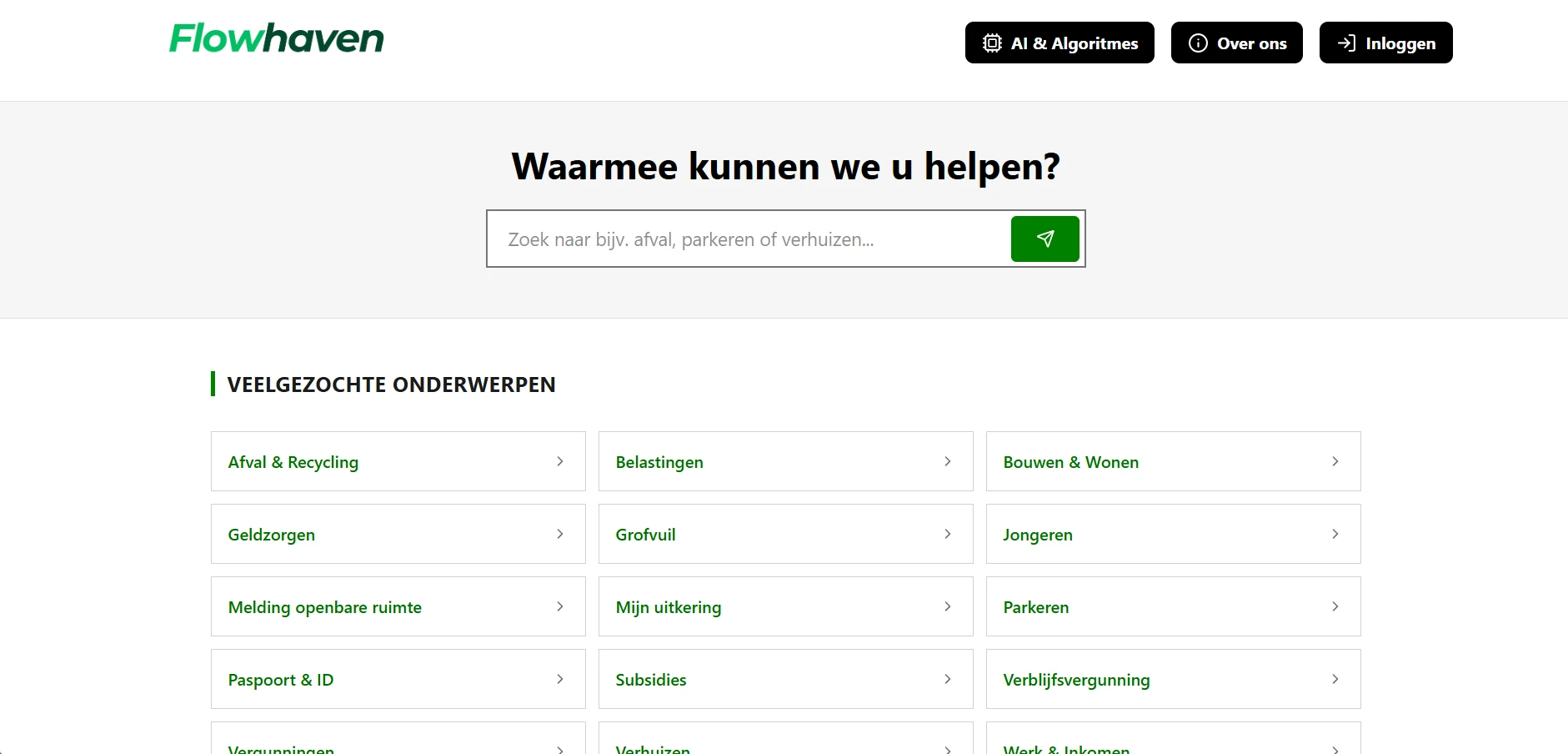 Screenshot voor project Gemeente Flowhaven