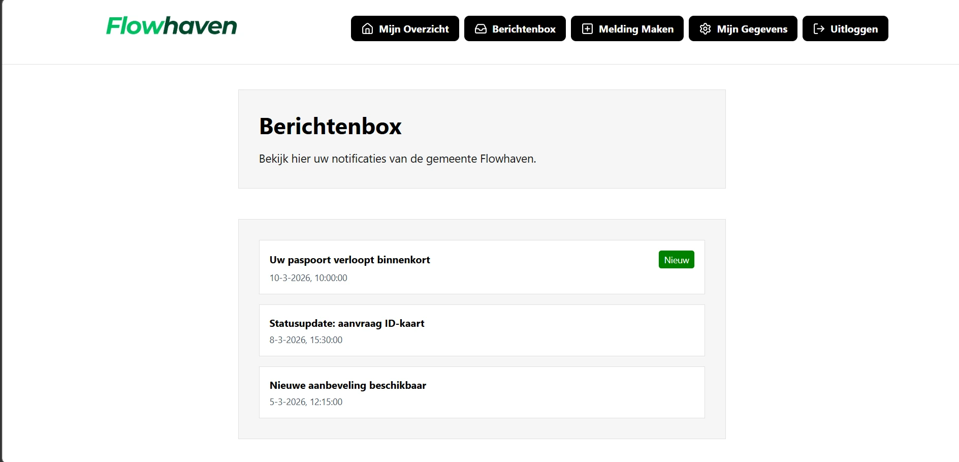 Screenshot voor project Gemeente Flowhaven
