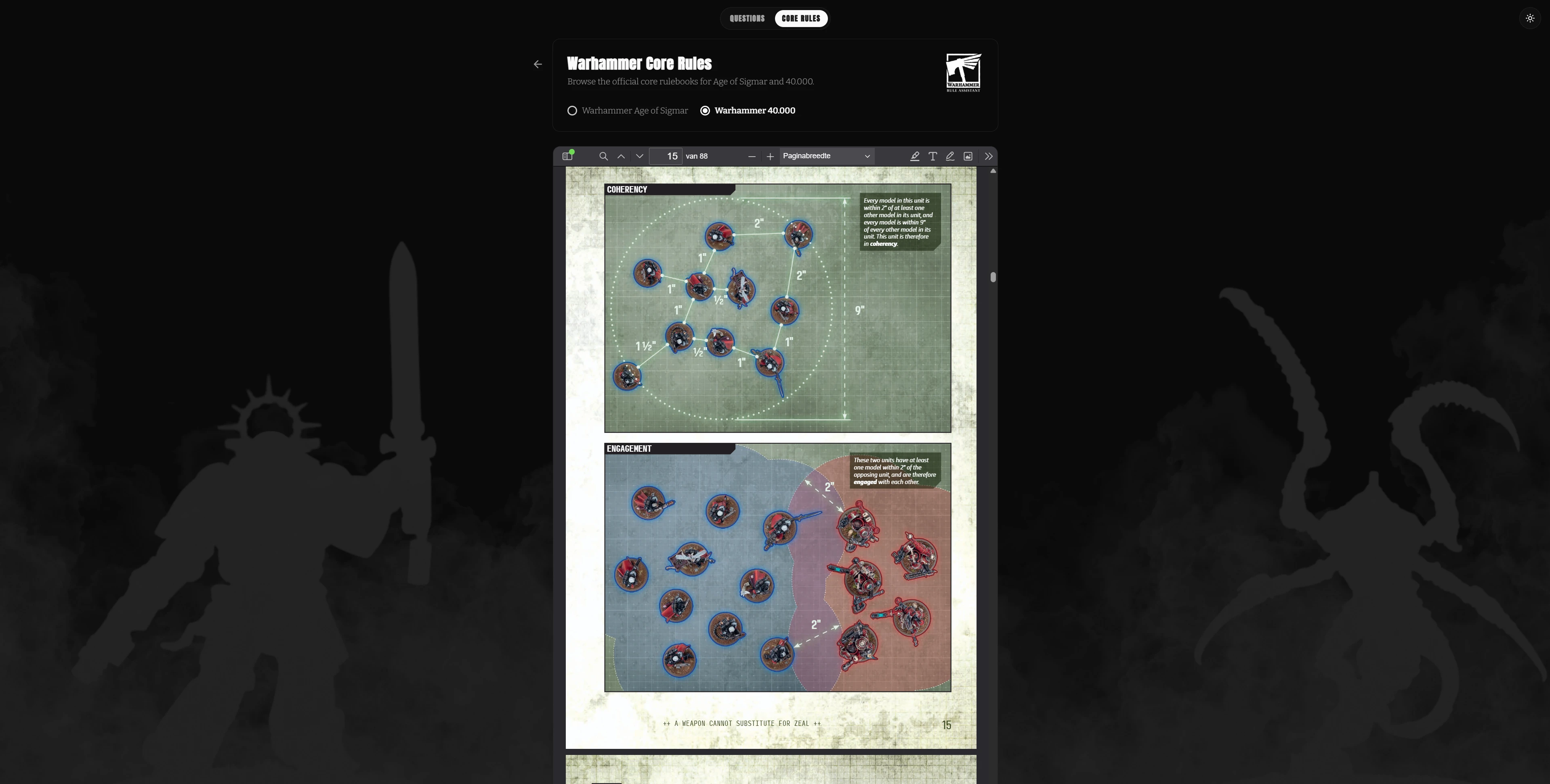 Screenshot voor project Warhammer Rule Assistant