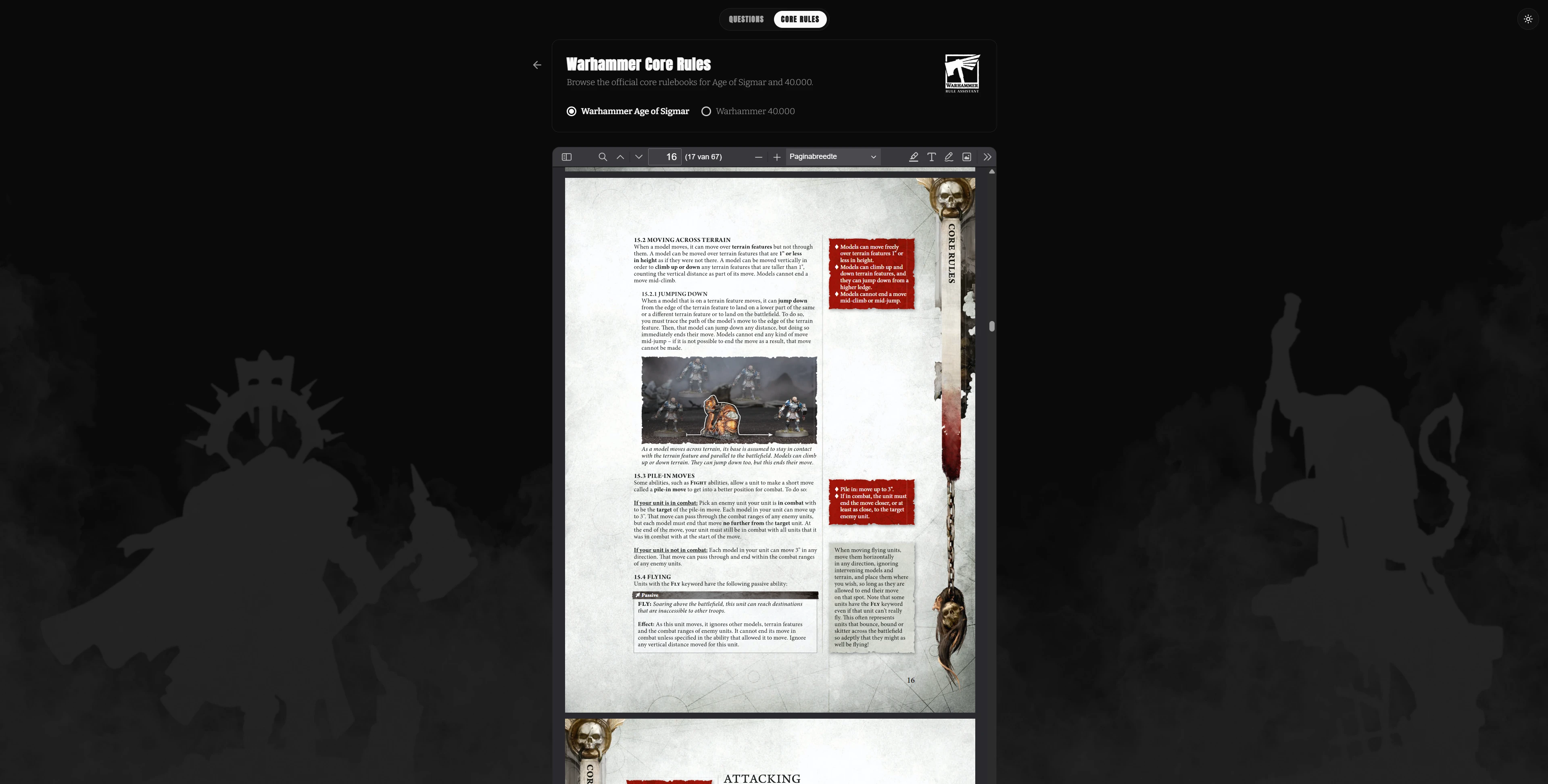 Screenshot voor project Warhammer Rule Assistant
