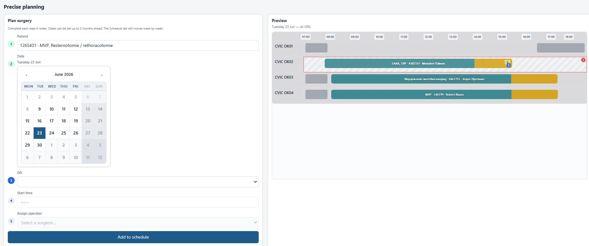 Screenshot voor project The OR planner