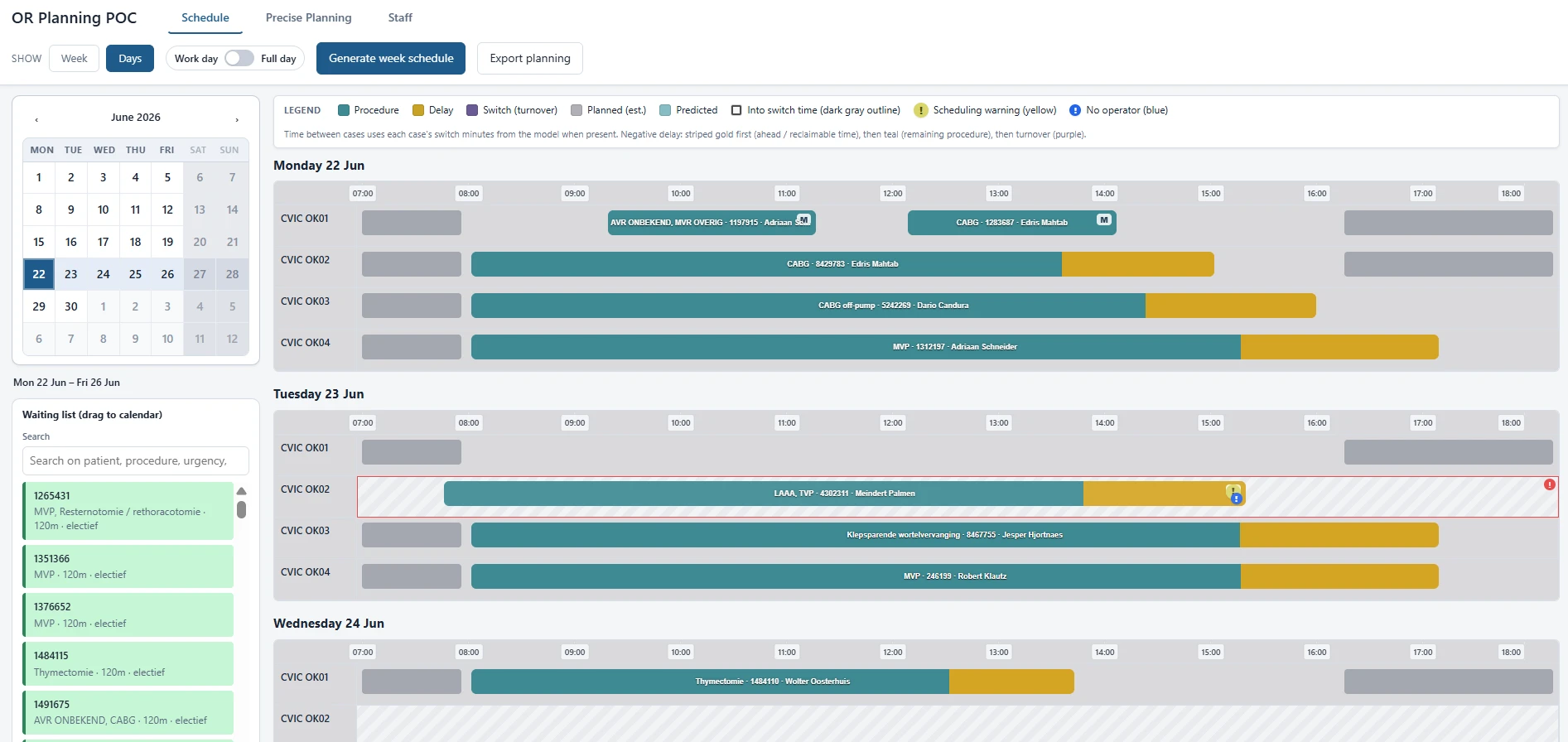 Screenshot voor project The OR planner
