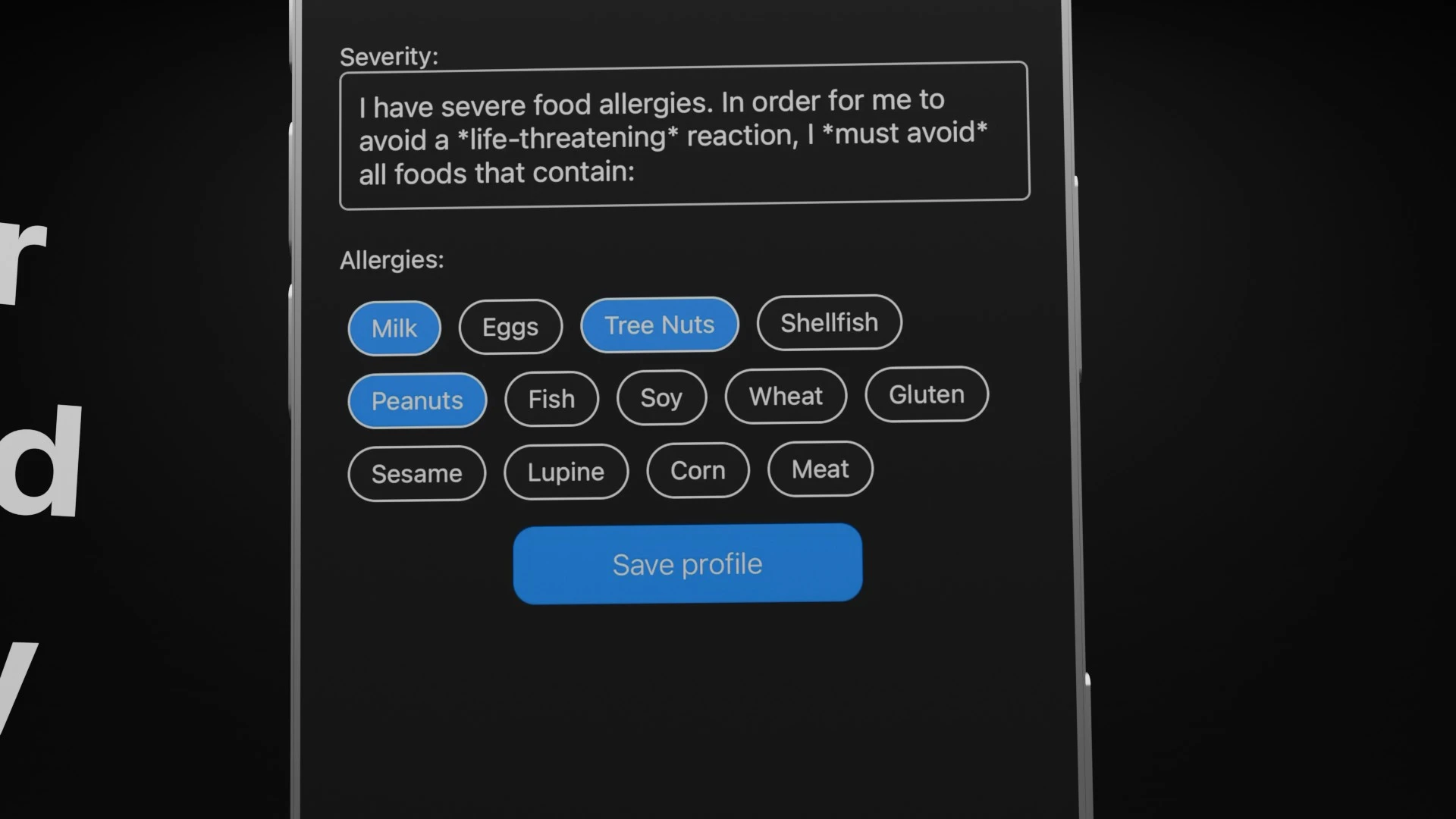 Screenshot voor project AllergyCard