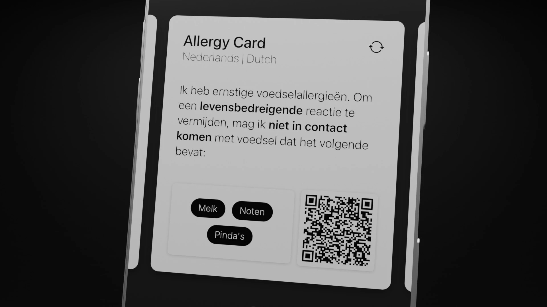 Screenshot voor project AllergyCard