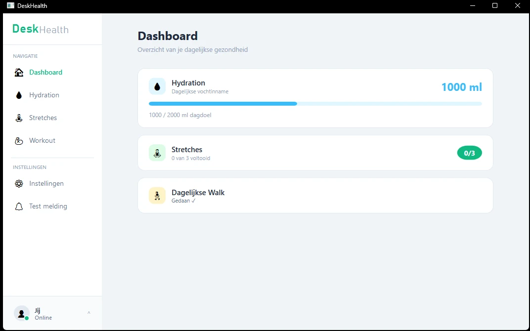 Screenshot voor project DeskHealth