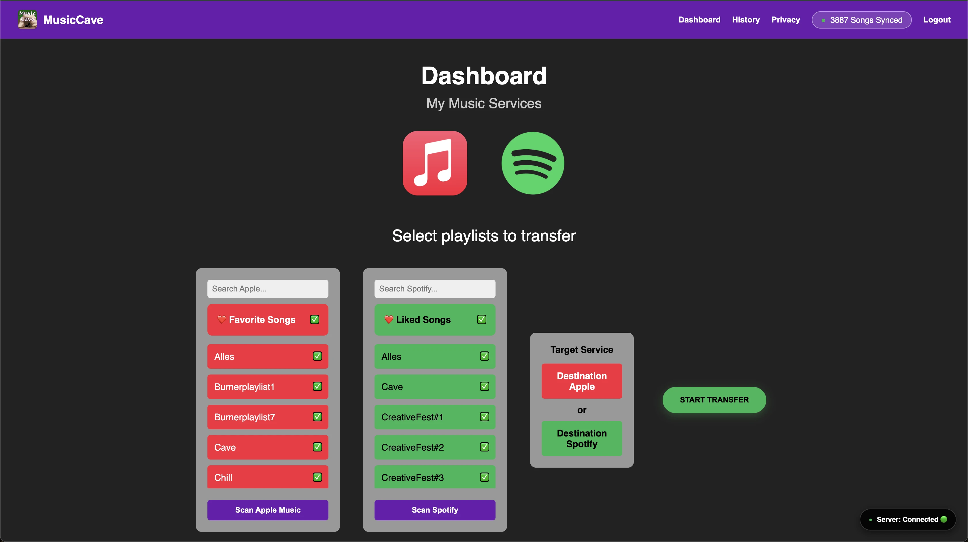 Screenshot voor project MusicCave