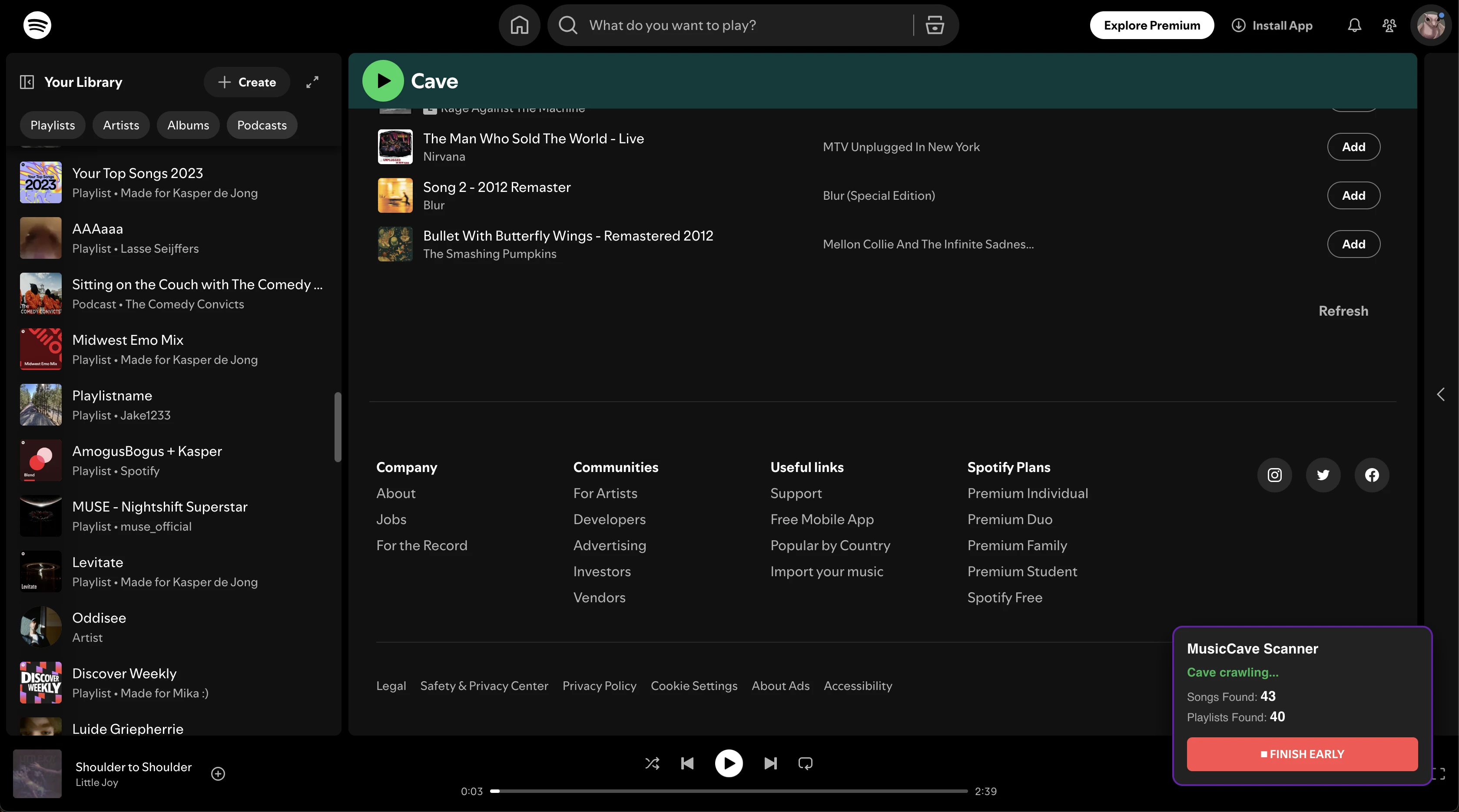 Screenshot voor project MusicCave