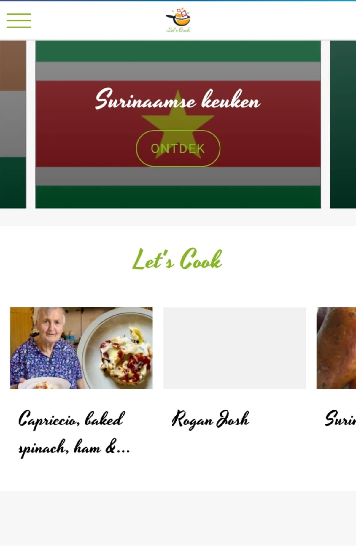 Screenshot voor project Let's cook