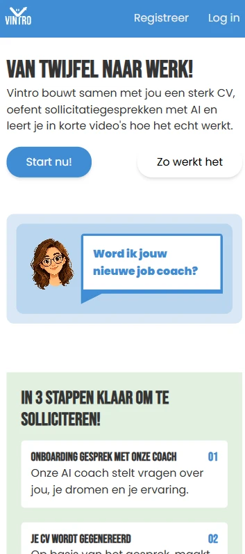 Screenshot voor project Vintro