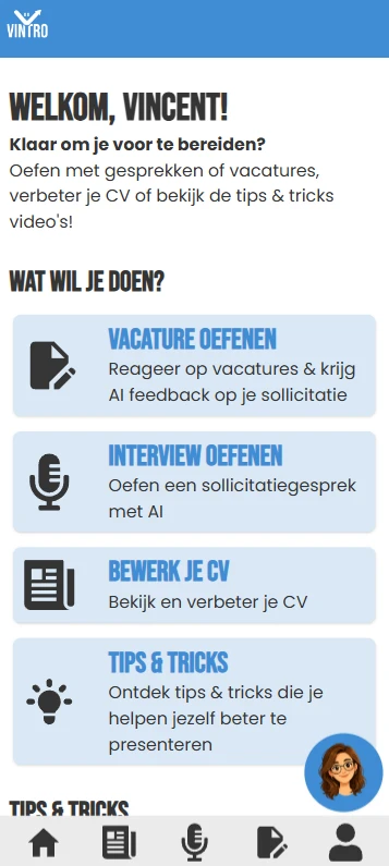 Screenshot voor project Vintro