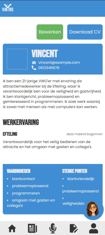 Screenshot voor project Vintro