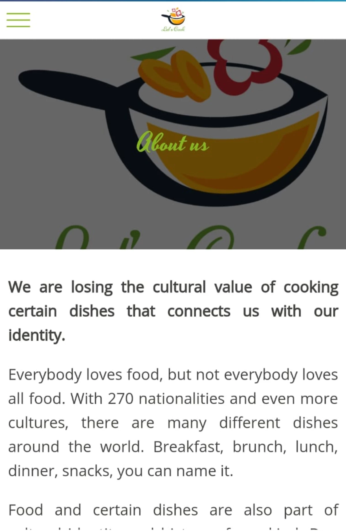 Screenshot voor project Let's cook