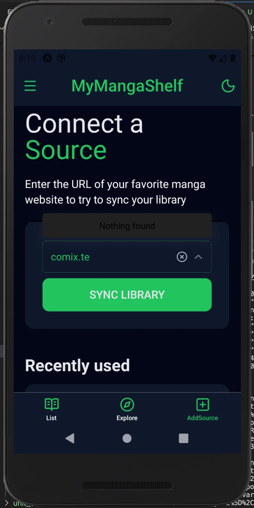 Screenshot voor project MyMangaShelf