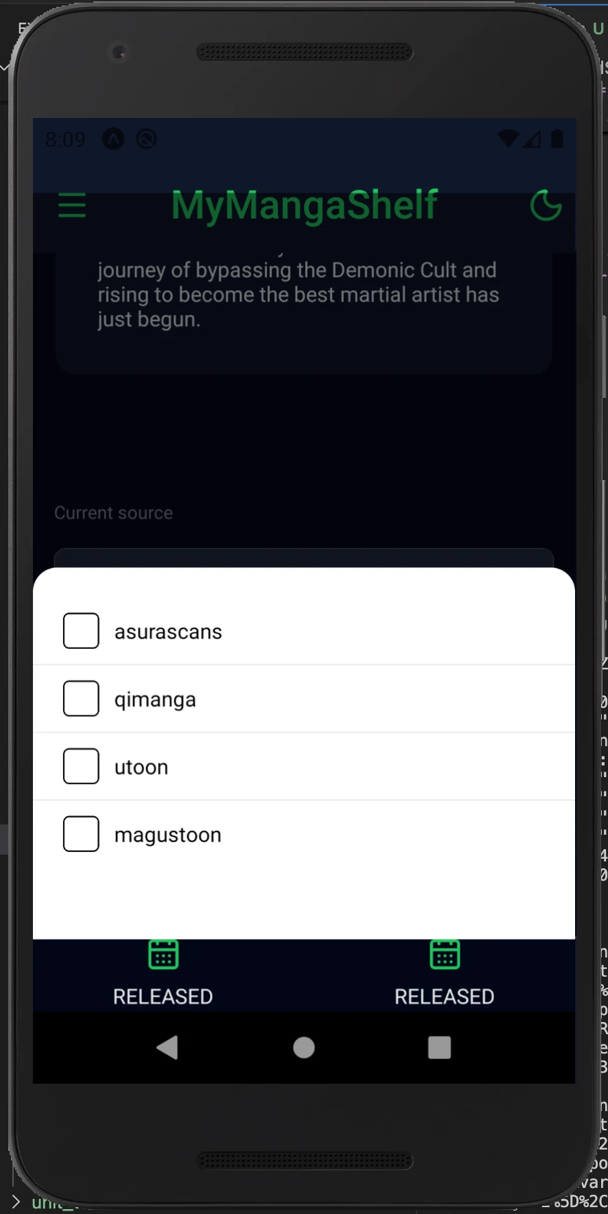 Screenshot voor project MyMangaShelf
