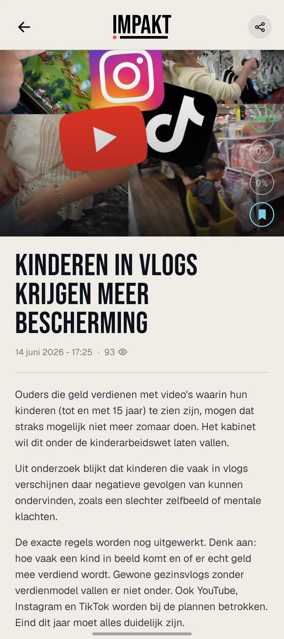 Screenshot voor project Impakt