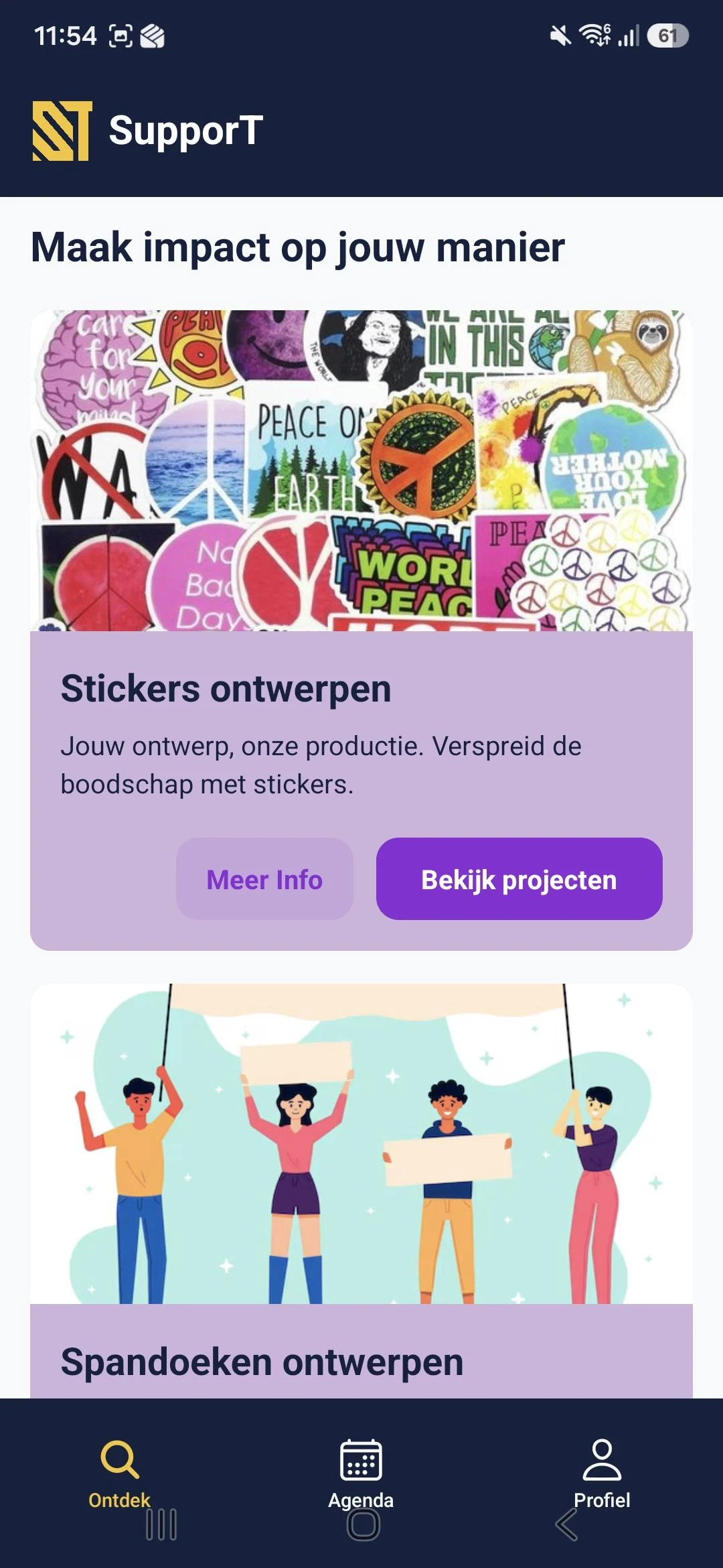 Screenshot voor project SupporT