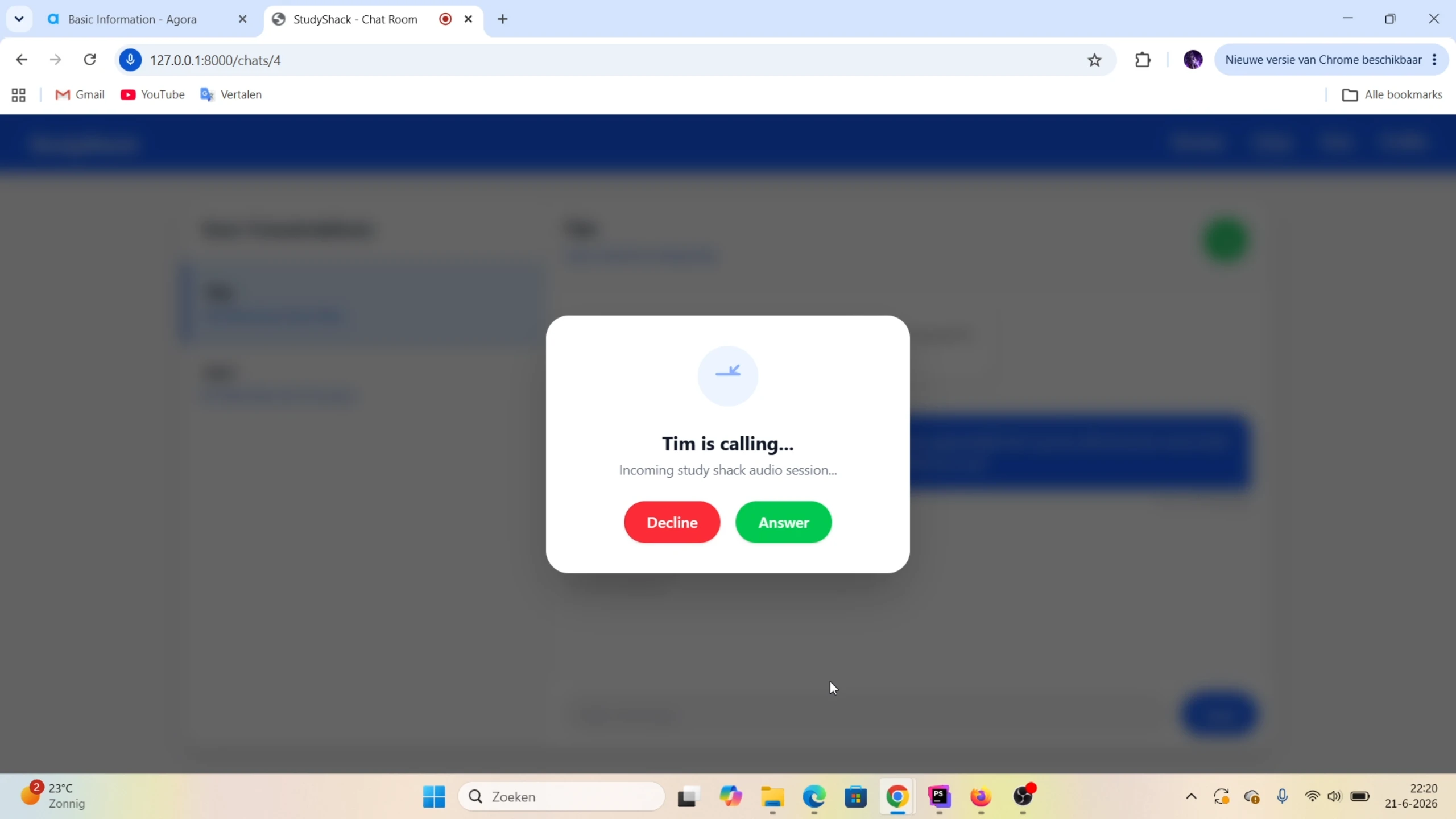 Screenshot voor project StudyShack