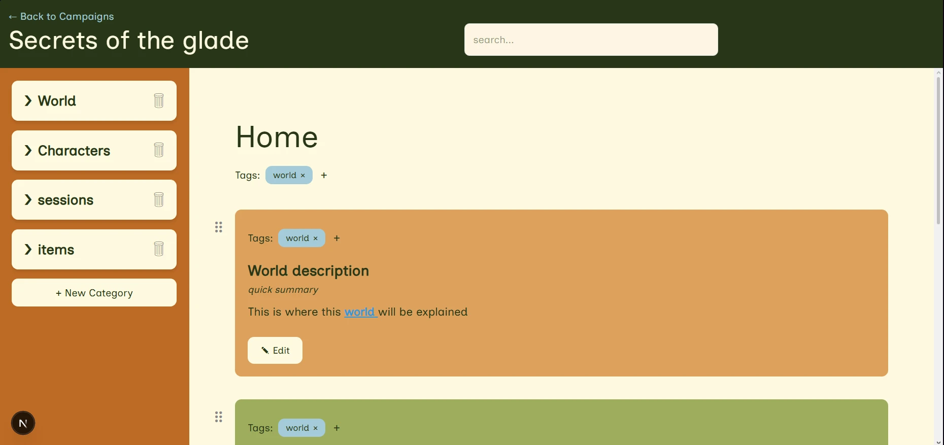 Screenshot voor project Lorechives