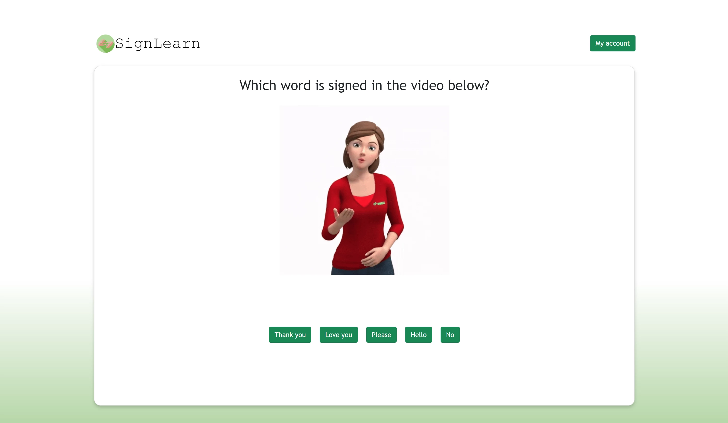 Screenshot voor project SignLearn