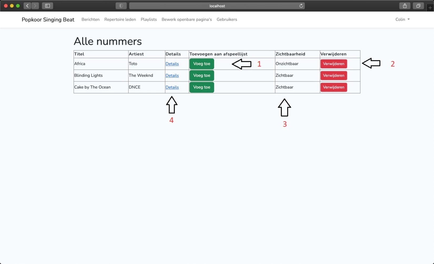 Screenshot voor project Website Popkoor Singing Beat