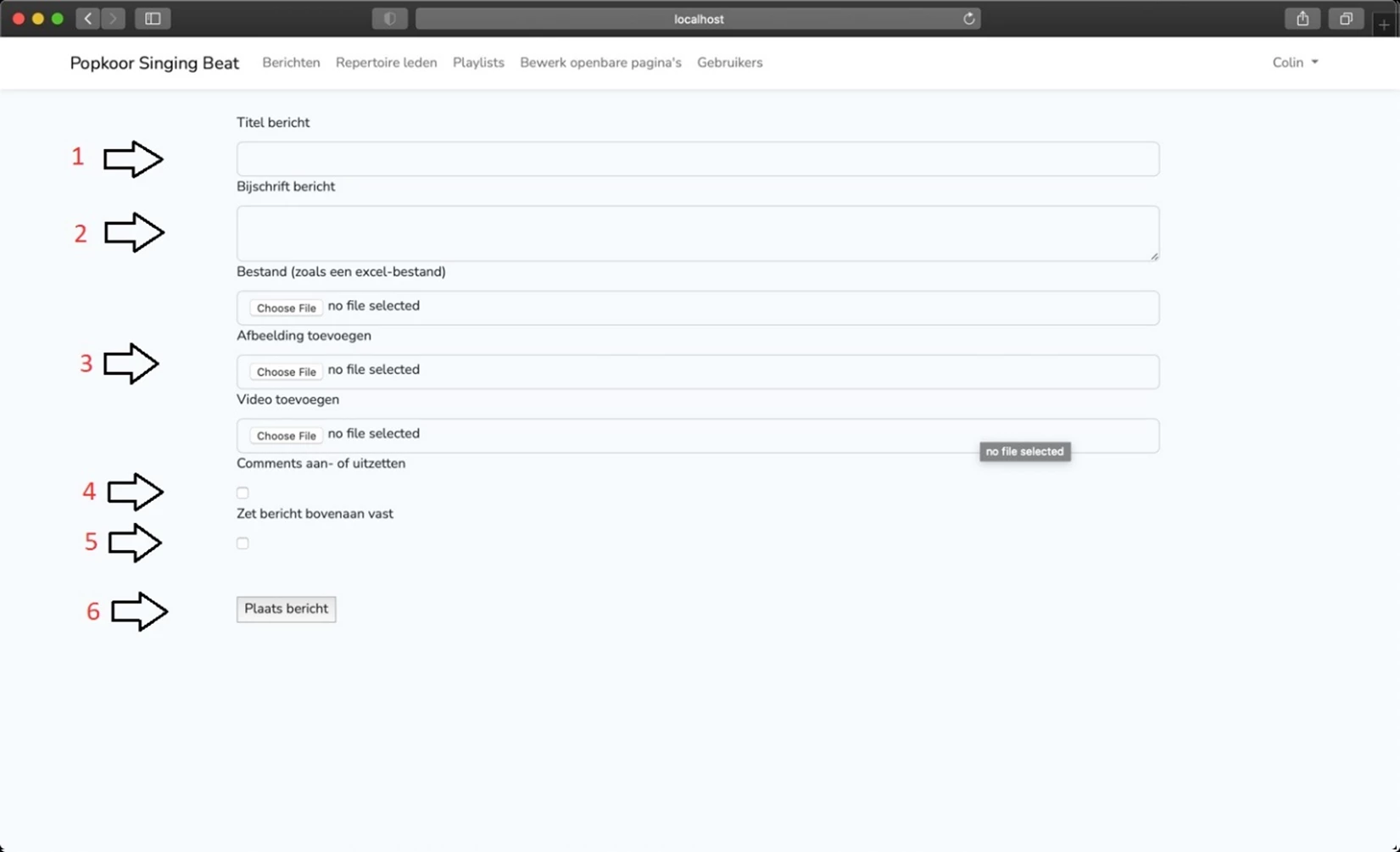 Screenshot voor project Website Popkoor Singing Beat