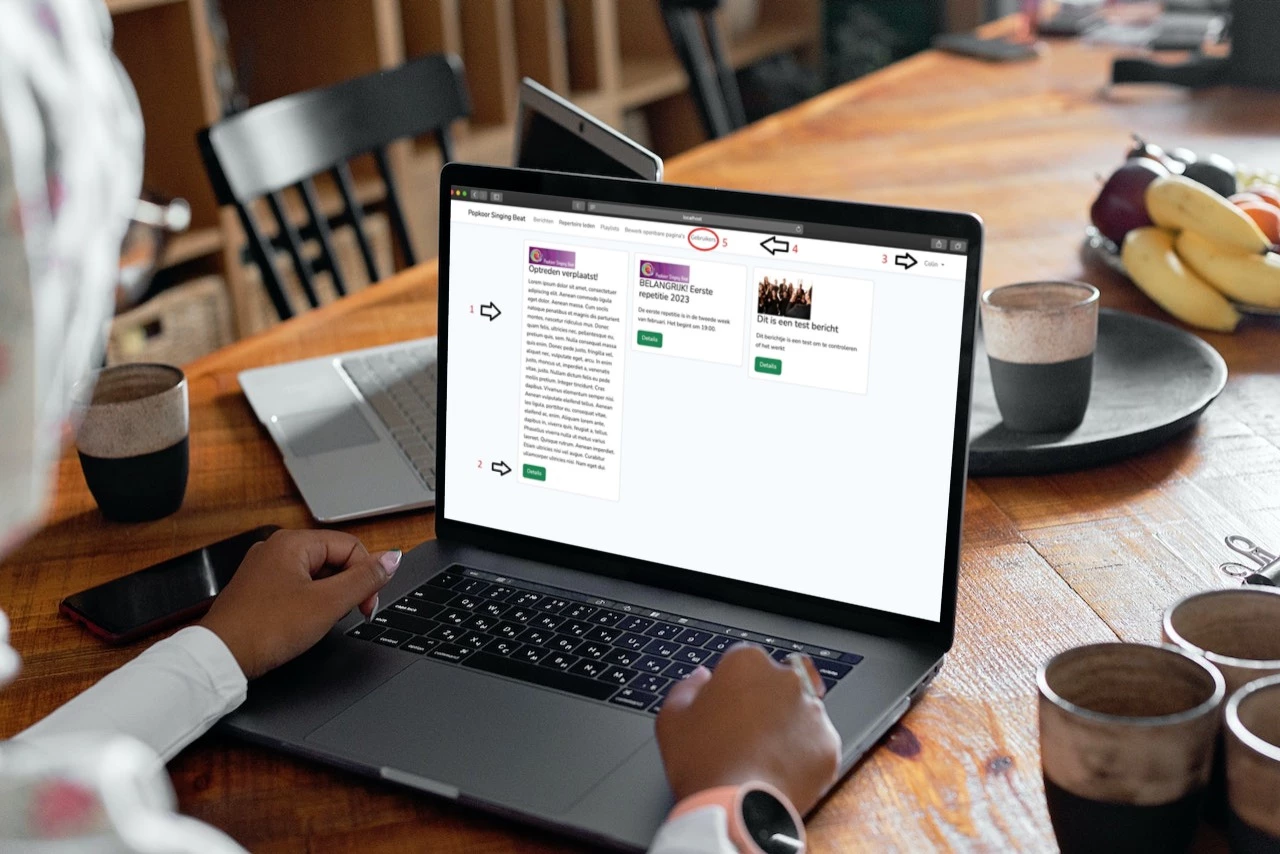 Screenshot voor project Website Popkoor Singing Beat