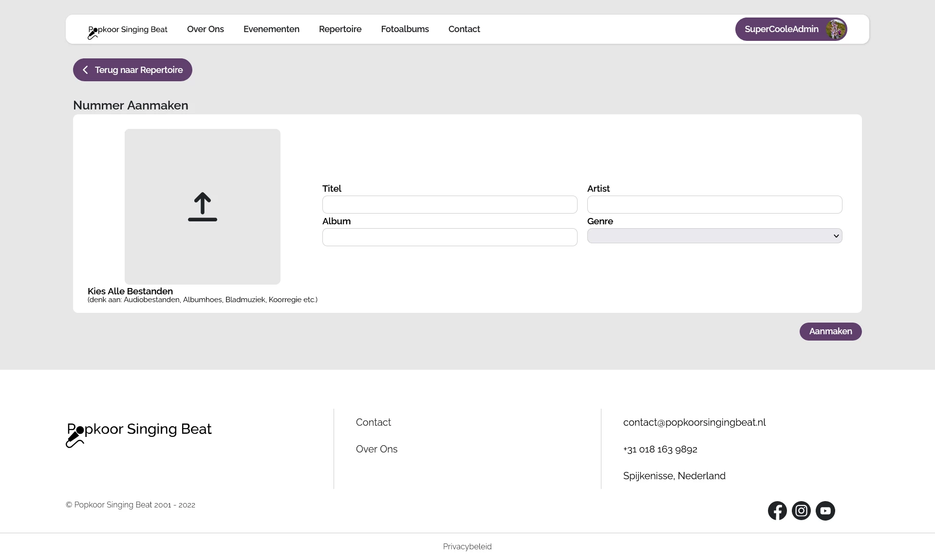 Screenshot voor project Oefensysteem Popkoor